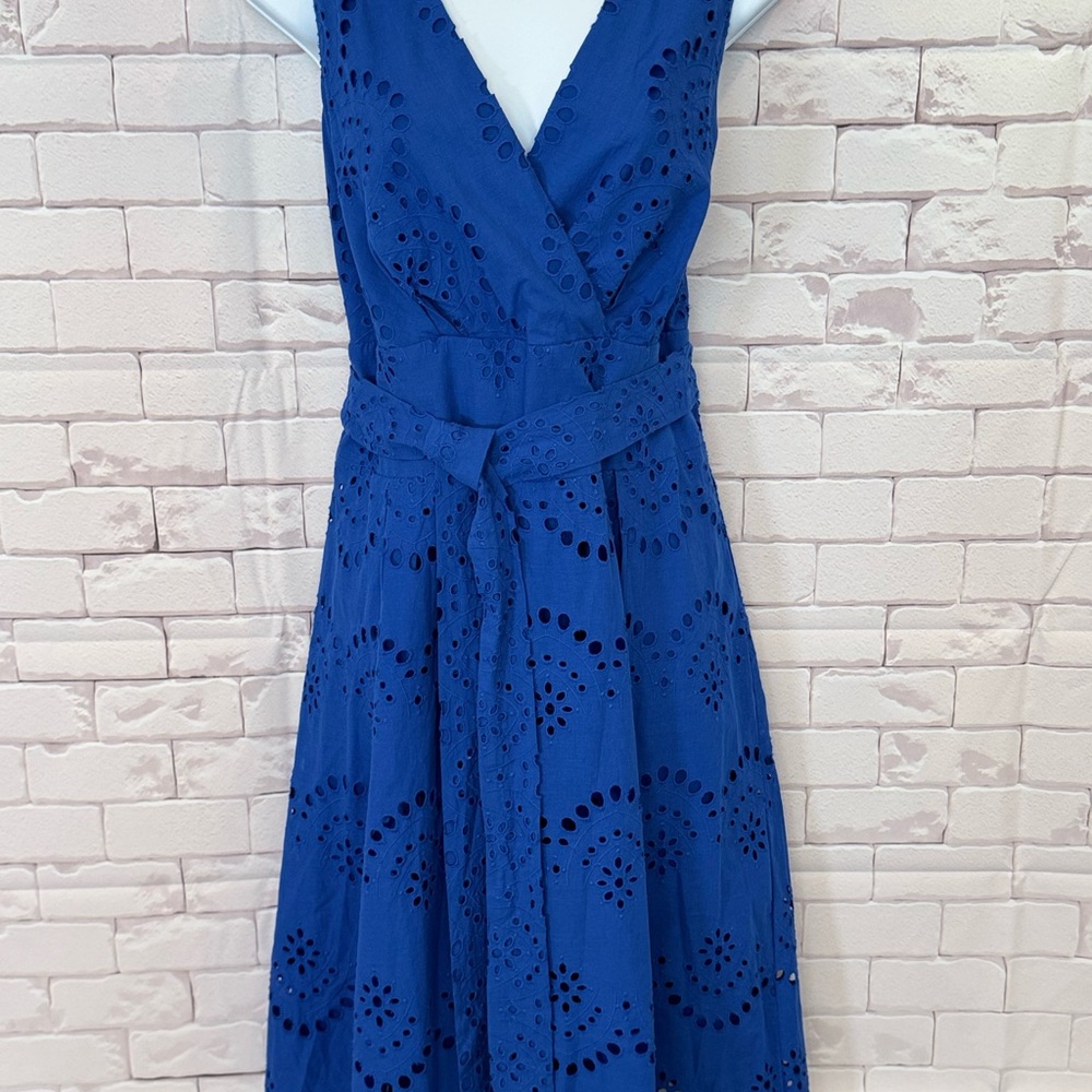 NWT Blue Sleeveless V-Neck A-Line Midi Dress